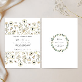 White Floral Baby Dusche + Windelraffinerie Einladung