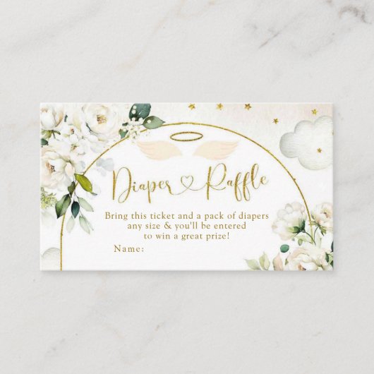 White Floral Baby Heaven schickte Windeln Raffel Begleitkarte (Vorderseite)