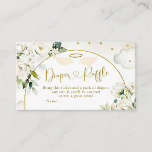 White Floral Baby Heaven schickte Windeln Raffel Begleitkarte