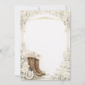 White Floral Baptism Invite with Cowboy Boots Einladung (Rückseite)