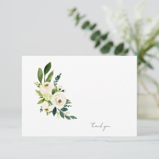 White Floral Beerdigung Bereavement Modern Dankeskarte (Stehend Vorderseite)