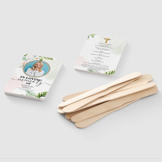 White Floral Beerdigung Feier des Hand Fans des Le Fächer (Non-assembled)