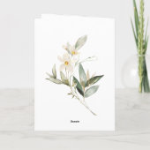 White Floral Bible Verse Hochzeitsgratulation Karte (Rückseite)