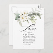 White Floral Bible Verse Hochzeitsgratulation Postkarte (Vorne/Hinten)