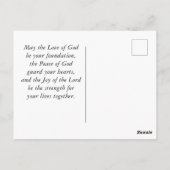 White Floral Bible Verse Hochzeitsgratulation Postkarte (Rückseite)