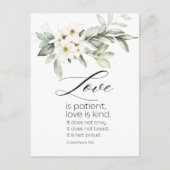 White Floral Bible Verse Hochzeitsgratulation Postkarte (Vorderseite)