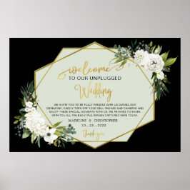 White Floral Black Gold Wedding Names nicht angesc Poster