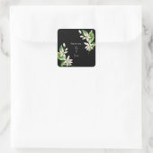 White Floral Black Wedding Custom Vielen Dank Quadratischer Aufkleber (Tasche)