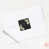 White Floral Black Wedding Custom Vielen Dank Quadratischer Aufkleber (Umschlag)