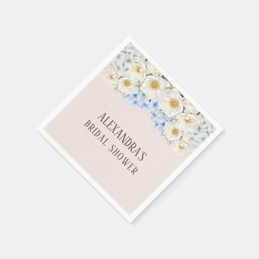 White Floral Blue Hydrangea Garten Brautparty Serviette (Ecke)