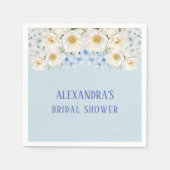 White Floral Blue Hydrangea Garten Brautparty Serviette (Vorderseite)