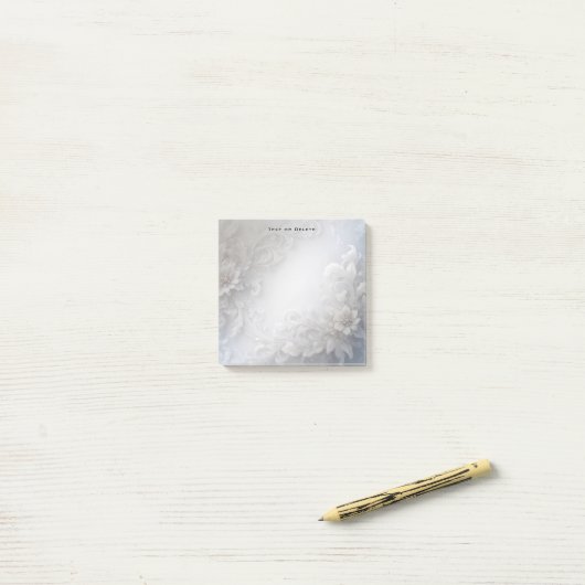 White Floral Blüh Post it Notes Post-it Klebezettel (Auf Schreibtisch)