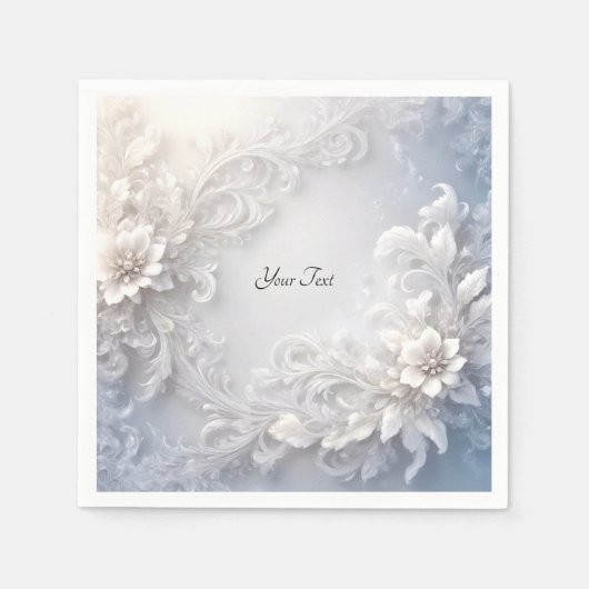 White Floral Blühte Napkins Serviette (Vorderseite)
