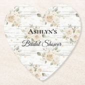 White Floral Boho Brautparty Untersetzer (Vorderseite)