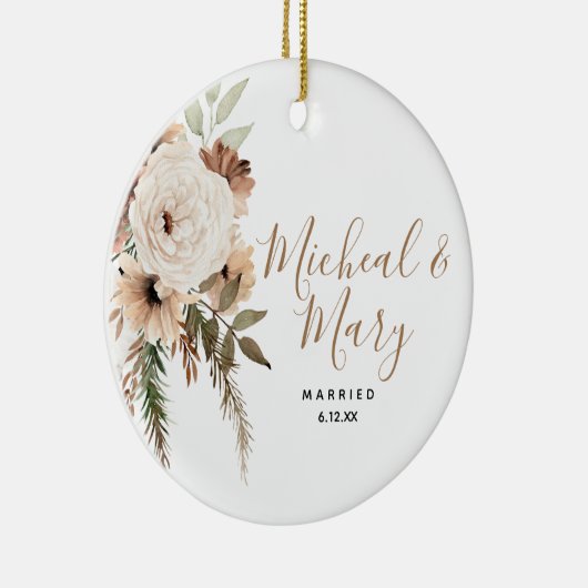 White Floral Boho Hochzeit Ornament Geschenk (Rechts)