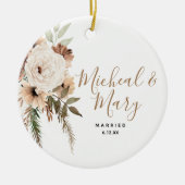 White Floral Boho Hochzeit Ornament Geschenk (Vorne)
