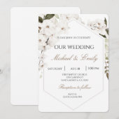 White Floral Boho Wedding Invitation Einladung (Vorne/Hinten)