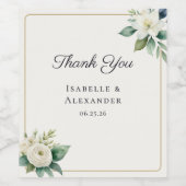 White Floral Botanical Greenery Elegant Wedding Weinetikett (Einzelnes Label)