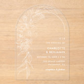 White Floral Bouquet Arch Wedding Acryleinladungen (Vorderseite)
