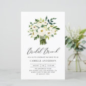 White Floral Bouquet Bridal Brunch Einladung (Stehend Vorderseite)
