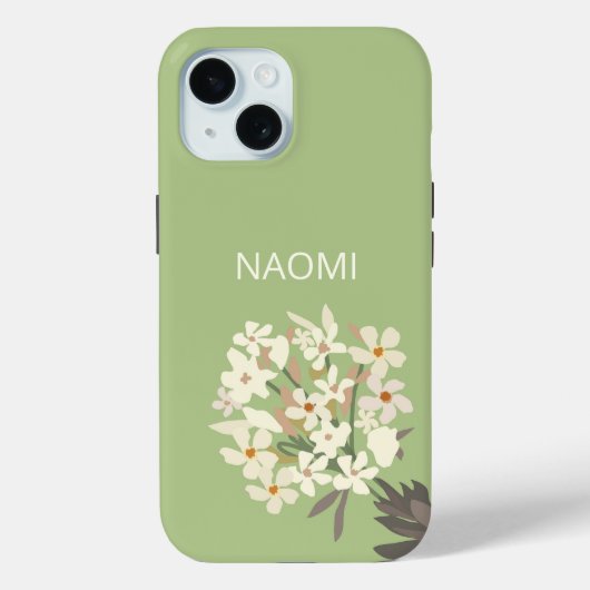 White Floral Bouquet Individuelle Name Case-Mate iPhone Hülle (Rückseite)
