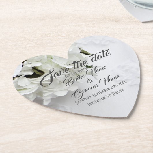 White Floral Bouquet Save the Date Untersetzer (angewinkelt)