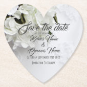 White Floral Bouquet Save the Date Untersetzer (Vorderseite)
