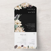 White Floral Bouquet | Schwarzes Siegel und Senden All In One Einladung (Innen Boden)