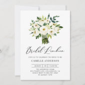 White Floral Bouquet Spring Bridal Luncheon Einladung (Vorderseite)