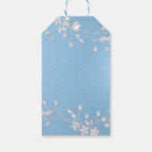 White Floral Branch Blue Brautparty Chic Fevor Geschenkanhänger (Rückseite)