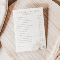 White Floral Brautparty Er sagte, sie sagte Card