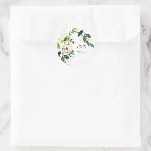 White Floral Brautparty Vielen Dank Runder Aufkleber (Tasche)
