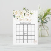 White Floral Bridal Bingo/Er sagte, sie sagte Spie Einladung (Stehend Vorderseite)