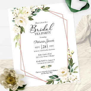 White Floral Bridal Tea Party Einladung
