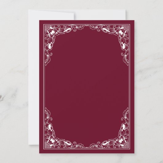 White Floral Burgundy Frame islamische muslimische Einladung (Rückseite)