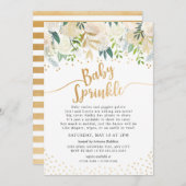 White Floral Calligraphy Baby Sprinkle Einladung (Vorne/Hinten)