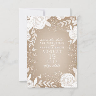 White Floral Cardstock Save the Date Inspiriert