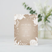 White Floral Cardstock Save the Date Inspiriert Ankündigungspostkarte (Stehend Vorderseite)