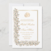 White Floral Chic Rahmen islamische Hochzeit Einladung (Vorderseite)