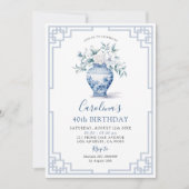 White Floral Chinoiserie Ginger Jar Birthday Einladung (Vorderseite)