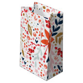 White Floral Christmas Geschenktasche Kleine Geschenktüte (Rückseite Schrägansicht)