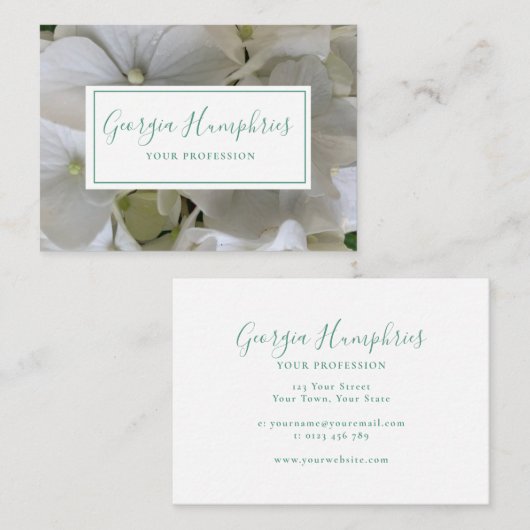 White Floral Classic Business Card Telefonnummerkarte (Vorne/Hinten)