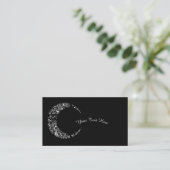 White Floral Crescent Moon Business Card Visitenkarte (Stehend Vorderseite)
