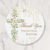 White Floral Cross Gold Glitzer Script Vielen Dank Geschenkanhänger (Vorderseite)