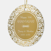 White Floral Damask - 50. Hochzeitstag Keramikornament (Links)