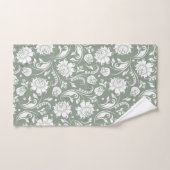 White floral damasks pattern on sage green badhandtuch set (Handtuch)