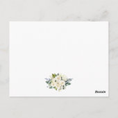 White Floral Dusty Blue Wedding Details Card Postkarte (Rückseite)