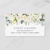 White Floral Dusty Blue Wedding Registry Begleitkarte (Vorderseite)