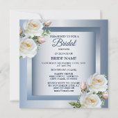 White Floral Elegant Blue Gray Bridal Shower Einladung (Vorderseite)