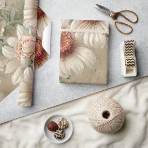 White Floral Elegant Daisies Geschenkpapier